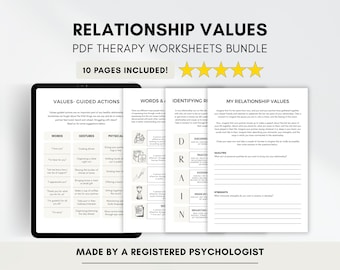 Relationship Values Therapy Worksheets for Building Healthy Relationships (PDF Digital Download)