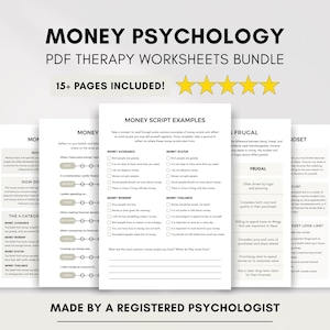 Fichas de trabajo sobre psicología del dinero: Ansiedad y creencias financieras (Imprimibles/Rellenables)