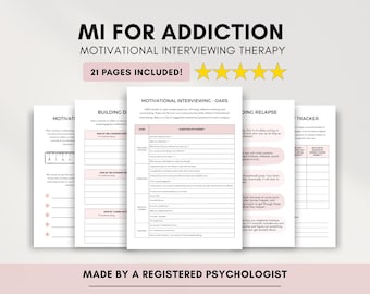 Addiction Recovery Worksheets with Motivational Interviewing Questions (PDF Digital Download)