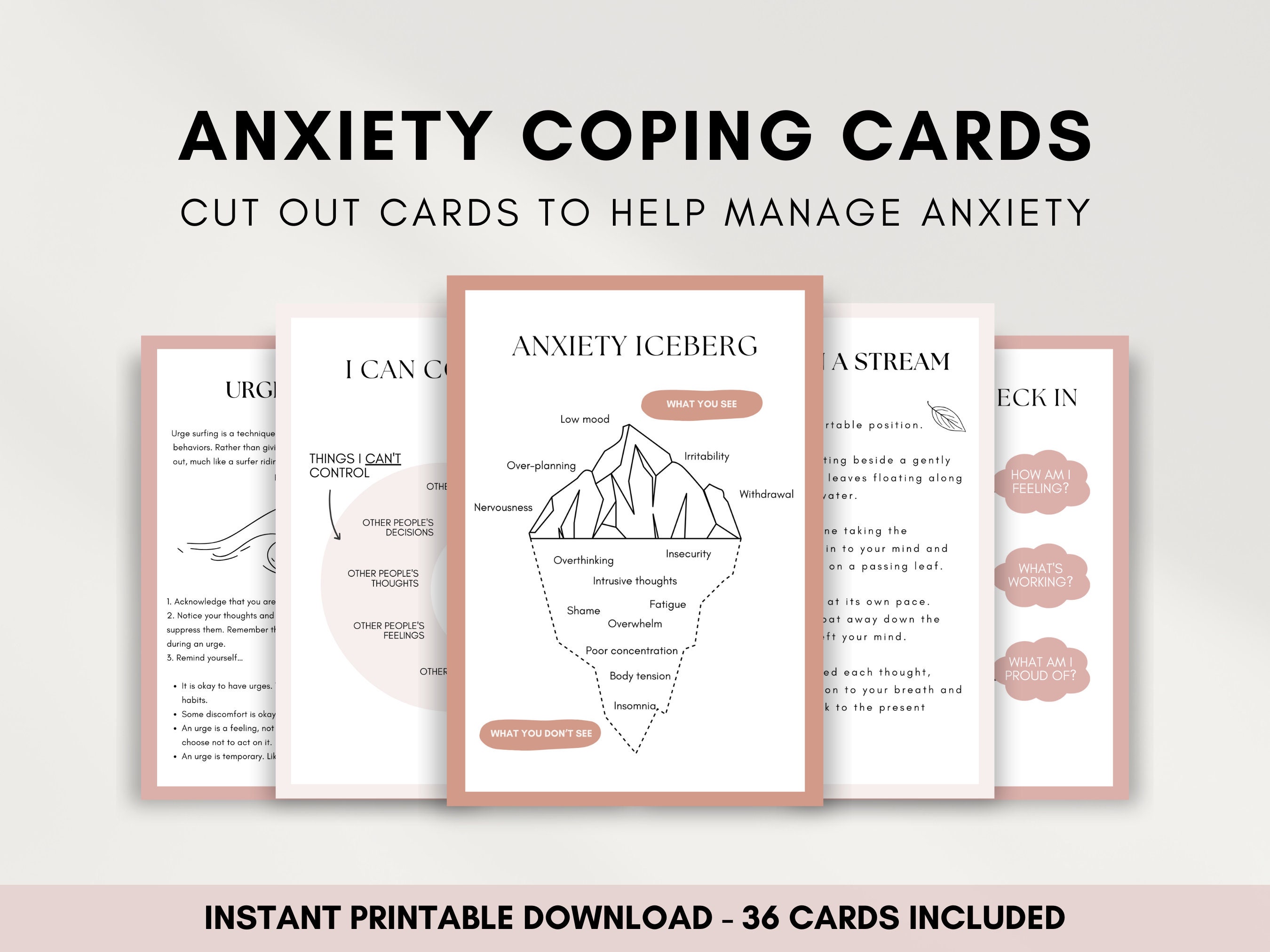 Anxiety Coping Cards, Coping Skills Flash Cards, Anxiety Therapist Resources, Anxiety Management for Adults, Mental Health for Teens