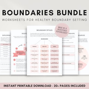 Setting Healthy Boundaries Bundle, Boundary Worksheets for Adults, Effective Communication Workbook, Identifying Values in Relationship