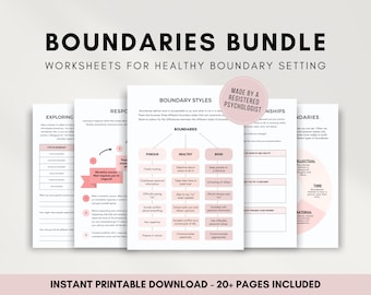 Setting Healthy Boundaries Bundle, Boundary Worksheets for Adults, Effective Communication Workbook, Identifying Values in Relationship
