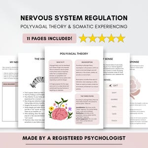 Nervous System Regulation Worksheets: Polyvagal Theory & Somatic Exercises (PDF Digital Download)