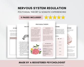 Nervous System Regulation Worksheets: Polyvagal Theory & Somatic Exercises (PDF Digital Download)