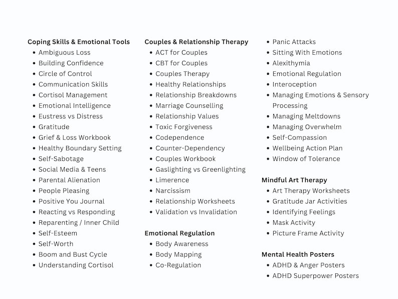 Mental Health Worksheets Whole Shop Bundle
