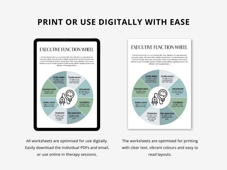 Executive Functioning Wheel & Coping Skills Worksheets