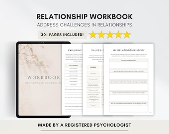 Relationship Workbook with Healthy Communication & Couples Therapy Tools (PDF Digital Download)