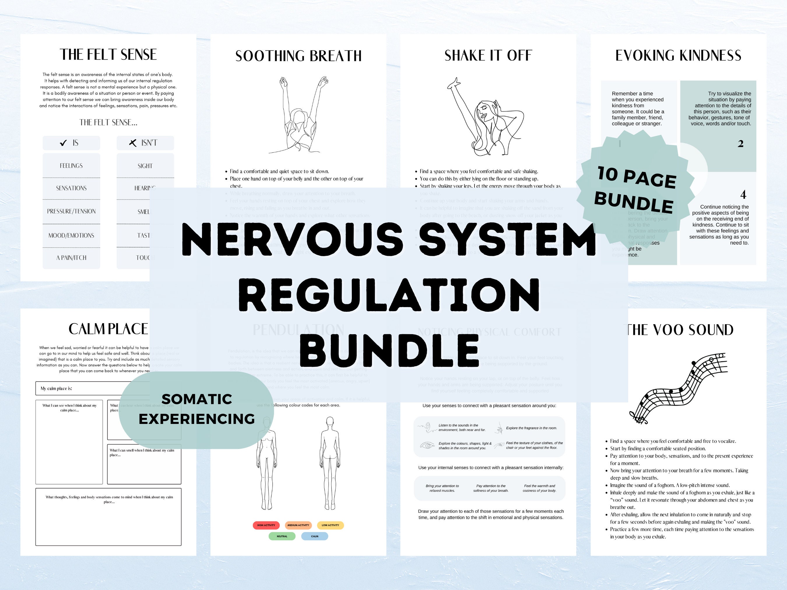 Somatic Experiencing Trauma Worksheets | Nervous System Regulation Worksheets | Polyvagal Worksheets | Therapy Bundle | Counselor Toolbox