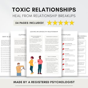 Hojas de trabajo de terapia de pareja para terminar con relaciones tóxicas (Descarga digital en PDF)