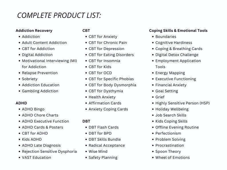 Mental Health Worksheets Whole Shop Bundle