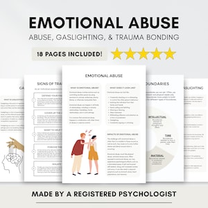 Arbeitsblätter zur Therapie emotionalen Missbrauchs zum Verständnis des Missbrauchskreislaufs, von Gaslighting und Traumabindung