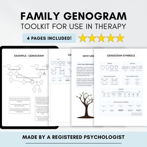 Family Genogram Template Toolkit: Therapy Worksheets (PDF Digital Download)