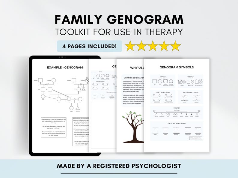 Family Genogram Template Toolkit: Therapy Worksheets (PDF Digital ...