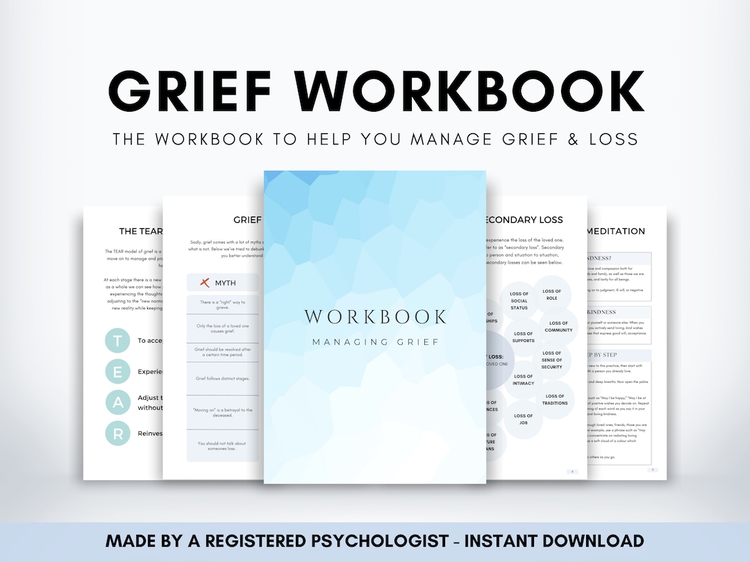 Grief Workbook for Adults, Grief Exercises for Managing Grief and Loss ...