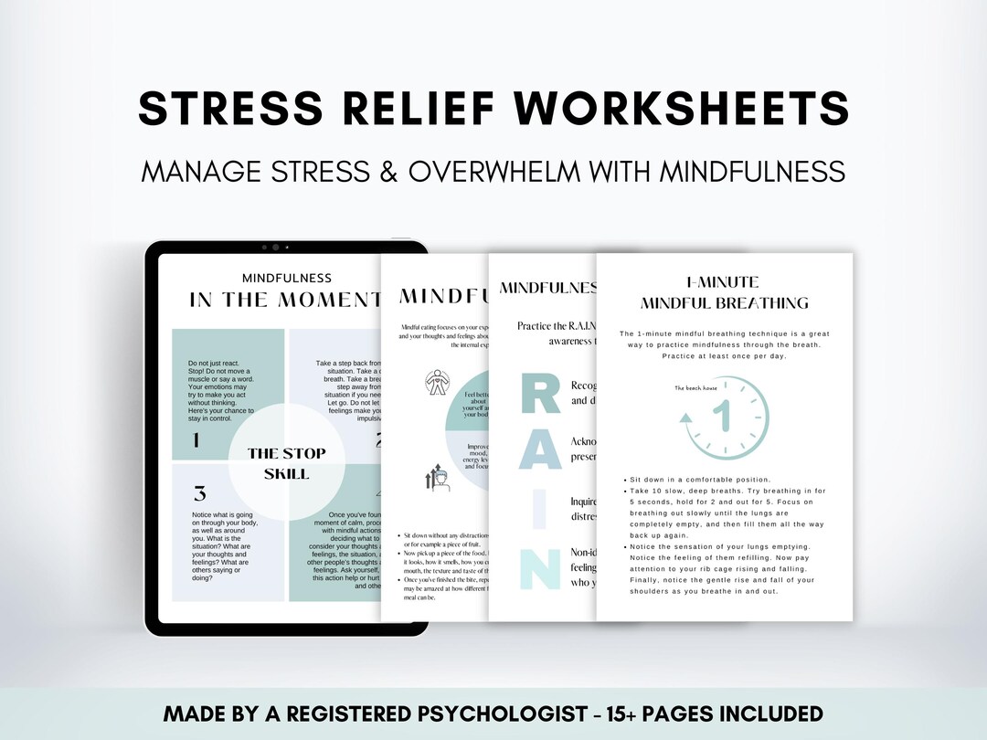 Cognitive Diffusion Worksheets.pdf Stress Relief Worksheets Bundle: Mindfulness & Cognitive Defusion ...
