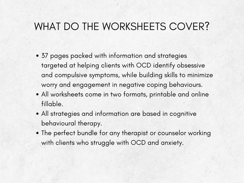 CBT for OCD Therapy Worksheets Bundle