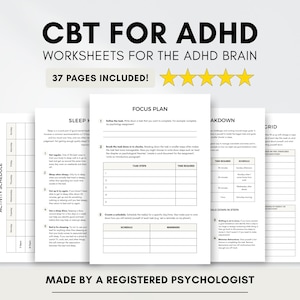 CBT Worksheets for ADHD: Neurodiversity Therapy Resource (Printable & Fillable PDF)