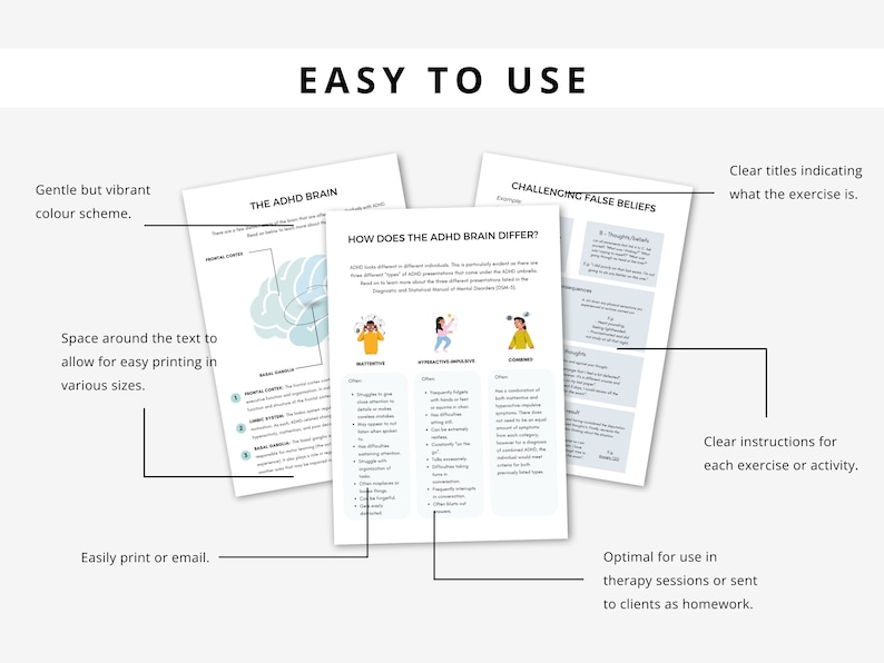 ADHD Late Diagnosis Therapy Worksheets for Adults