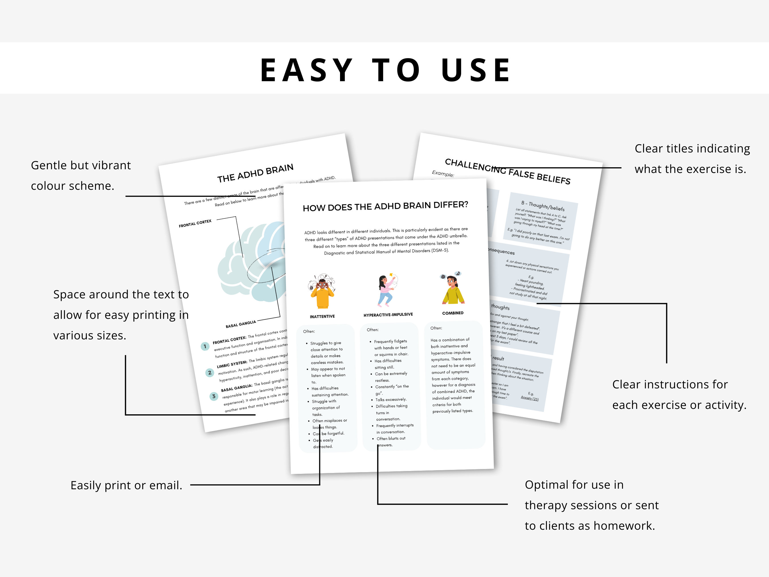 ADHD Late Diagnosis Therapy Worksheets for Adults & Teens Managing ADHD ...