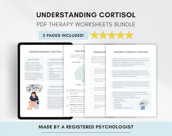 Cortisol Reduction Worksheets for Stress & Anxiety Management (PDF Digital Download)