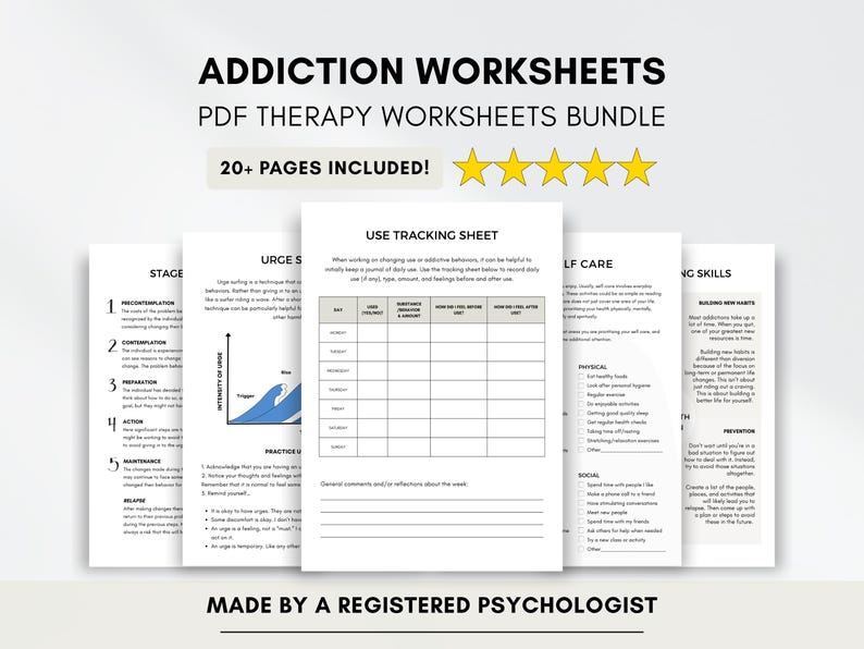Addiction Therapy Worksheets: CBT Relapse Prevention (PDF Printable ...