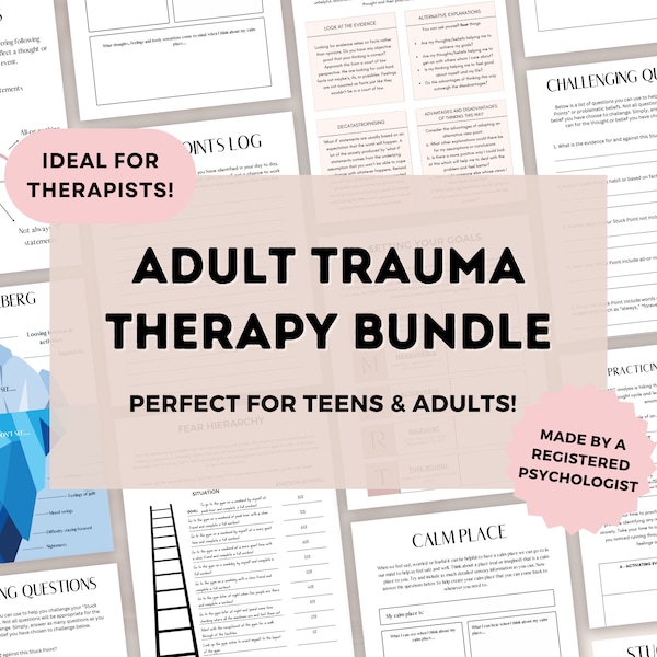 Adult Trauma Therapy Bundle | PTSD Workbook | Trauma Worksheets for Adults | Trauma Therapy Aids | Social Emotional Learning