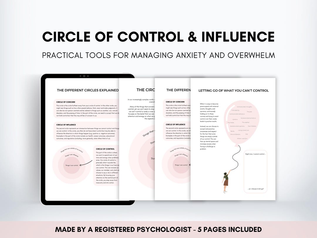 Over Control Therapy Worksheet.pdf Circle of Control Worksheets: Anxiety & Overwhelm Therapy Resource - Etsy