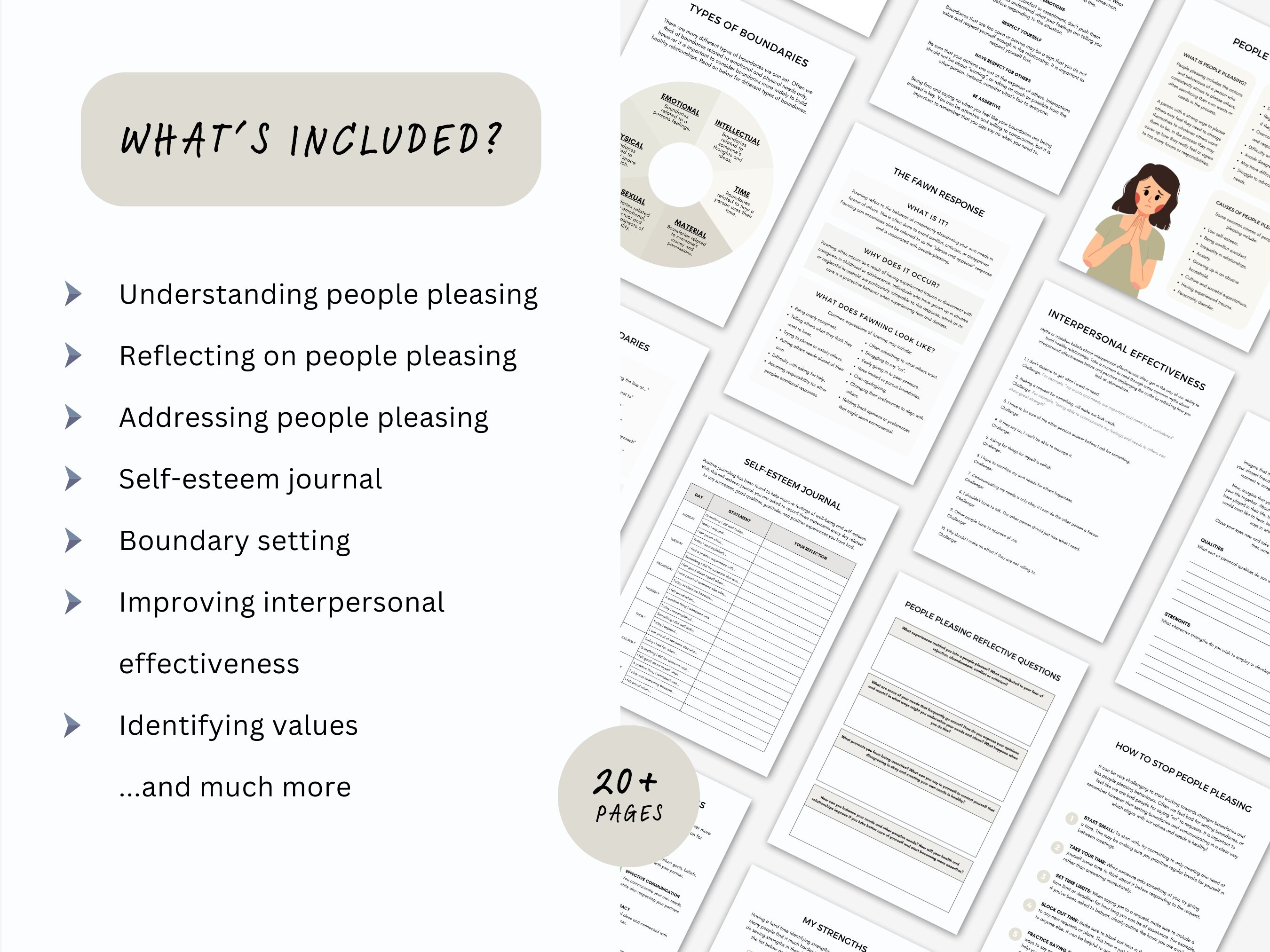 People Pleasing Worksheets: Boundary Setting & Self-esteem (printable ...