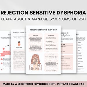 Rejection Sensitive Dysphoria Guide to Manage Symptoms of RSD, People Pleasing Worksheets, Self Esteem for Adults, ADHD Late Diagnosis
