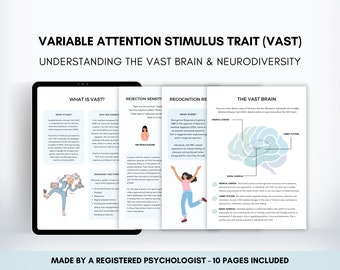 VAST Worksheets for ADHD Awareness, Variable Attention Stimulus Trait Therapist Resource for Executive Function in Adults and Teens