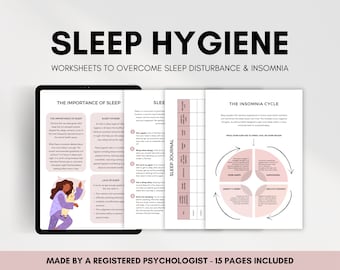 Sleep Hygiene Psychoeducation Worksheets, Overcoming Sleep Disturbance & Developing Sleep Routines, Insomnia Coping Skills Therapy Resource