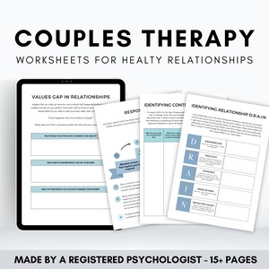 Couples Therapy Workbook for Healthy Relationships, Reacting vs Responding, Effective Communication Worksheets,Therapist Resources