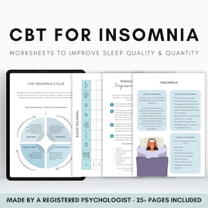 CBT Therapy for Insomnia, Psychology Worksheets for Better Sleep, Cognitive Behavioural Therapy Exercises, Sleep Hygiene Therapist Resources