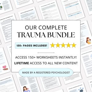 Trauma Worksheets Complete Bundle: PTSD Therapist Resource for Adults & Kids (PDF Digital Download)