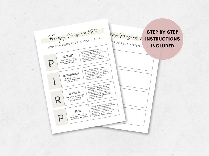 Therapy Progress Note Template: 7-Page Psychotherapy Forms (PDF)