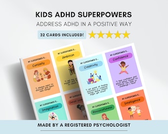 ADHDのお子様向けスーパーパワーカード：感情調整能力を養う（PDFデジタルダウンロード）