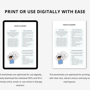 ADHD Late Diagnosis Therapy Worksheets for Adults
