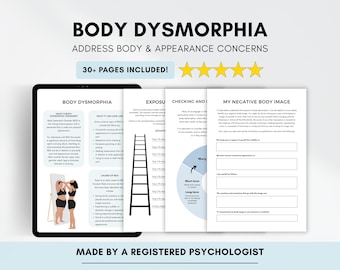 CBT Worksheets: Body Dysmorphia & Acceptance - Therapy Tools (PDF Digital Download)