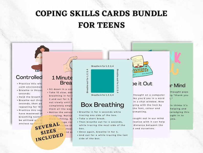 Teen Anxiety Coping Skills Cards