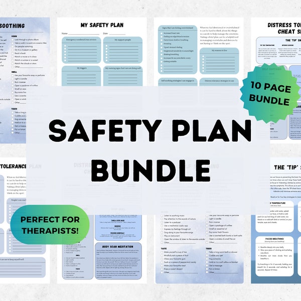 Fillable Safety Plan Worksheets for Psychologist & Counsellor | Editable Crisis Plan Template Digital Download | PDF Safety Plan Template