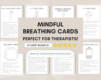 Mindful Breathing Cards for Adults and Teens for Anxiety & Stress Relief (PDF Digital Download)