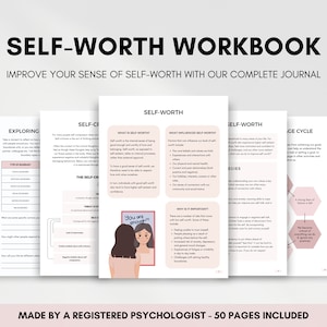 Self Worth Workbook for Improving Self Esteem and Self Worth, Overthinking Journal for Addressing Self Sabotage and Setting Boundaries