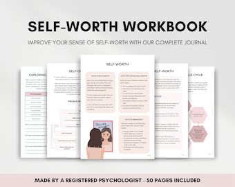 Self Worth Workbook for Improving Self Esteem and Self Worth, Overthinking Journal for Addressing Self Sabotage and Setting Boundaries