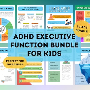 Executive Function Wheel & ADHD Worksheets for Kids | ADHD Planner and Executive Functioning Worksheets | Executive Function Wheel Poster