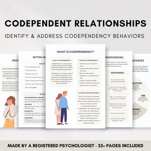 Codependency Relationship Therapy Worksheets Bundle to Identify and Address Codependent Behaviours, Boundary Setting & People Pleasing