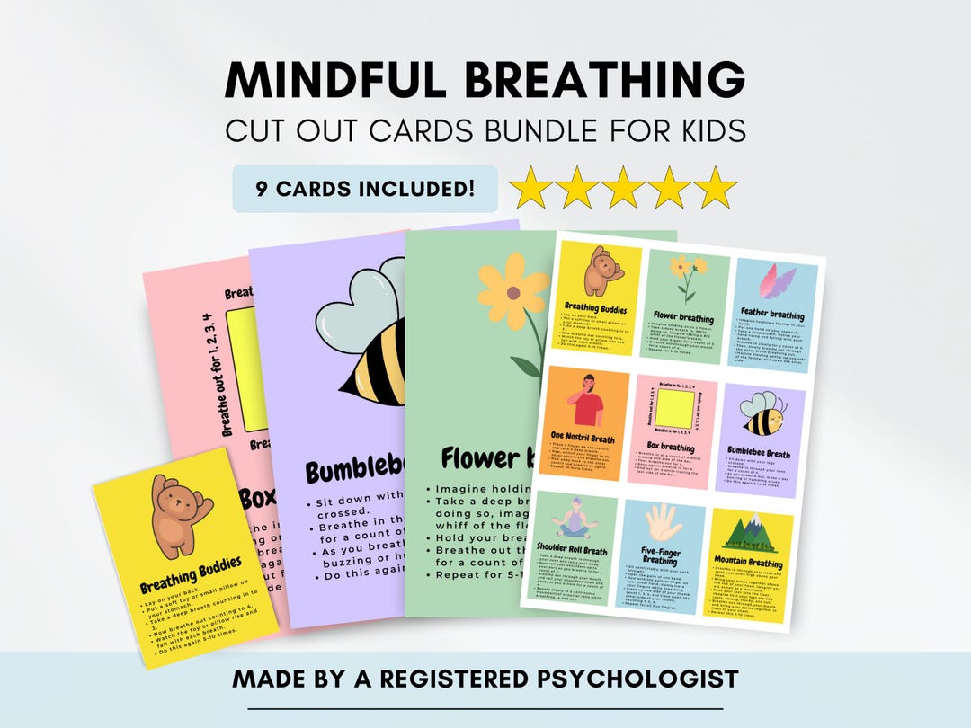 Mindfulness Breathing Cards for Kids: Anxiety & Worry Coping Skills ...