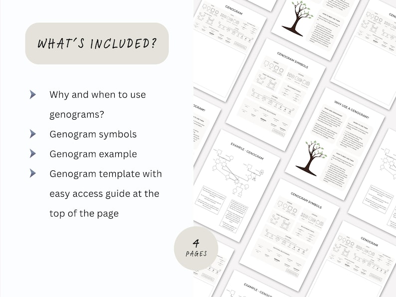 Genogram Books Family Genogram Template With Therapy Educational Handouts (PDF Digital ...