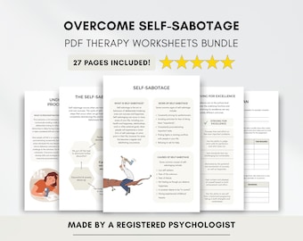 Self Sabotage Worksheets: Overcome Self-Defeating Behaviors (PDF Printable/Fillable)