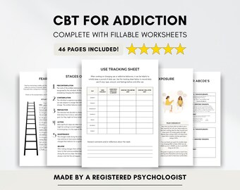 Addiction Recovery CBT Worksheets: Relapse Prevention, Fillable Activities (PDF Digital Download)