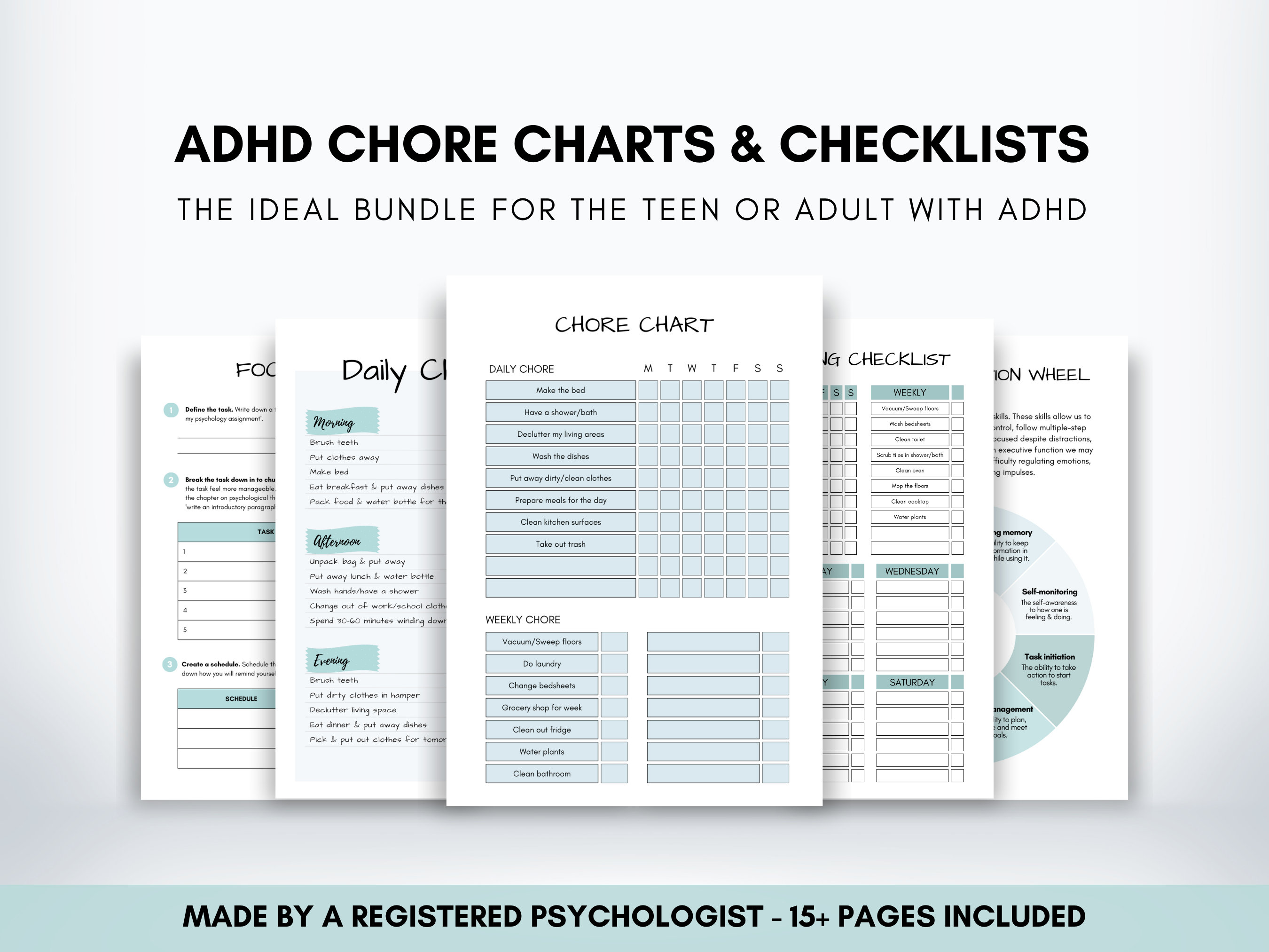 ADHD Chore Chart and Checklist Bundle, ADHD Symptoms, Executive ...